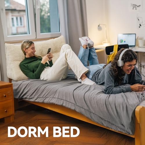 Twin Triangular Wedge Pillow for Headboard - Removable Cover, Beige