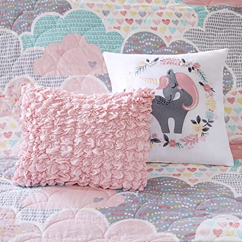 5-Piece Cotton Quilt Set for Kids, Reversible Unicorn Bedding