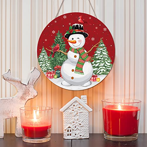 Chinco Christmas Snowman Door Decor - Rustic Wooden Wreath for Holiday Front Door