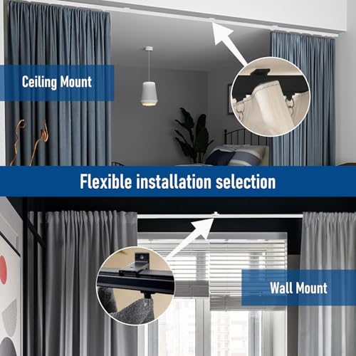 15ft Ceiling or Wall Mount Curtain Track Set - Heavy Duty Aluminum Rail