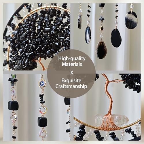 Tree of Life Dream Catcher & Crystal Sun Catcher Boho Window Hanging