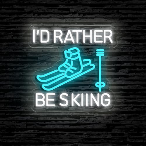 Ao Yee ZGL I’d Rather Be Skiing Neon Sign - Skiing Lovers Room Decor, Light - Skiing