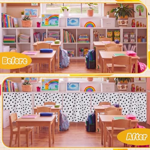 6 Pcs Self-Adhesive Classroom Cabinet Curtains 24 x 24 Inches, Dots Pattern