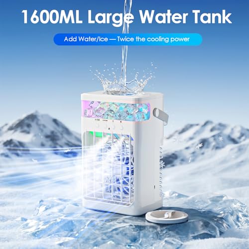 Portable Air Conditioner Fan with 1600ML Tank and Dual Spray