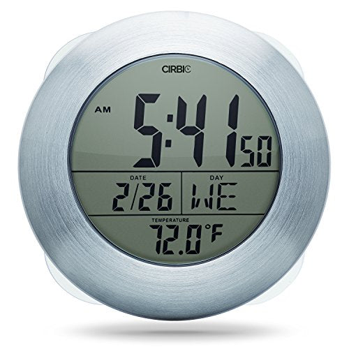 Water Resistant Digital Shower Clock with Suction Cups, Date & Temperature