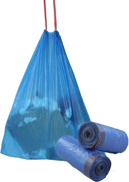 Fiaze 6 Gallon Drawstring Trash Bags - 200 Count Pack | Durable & Convenient Blue Design