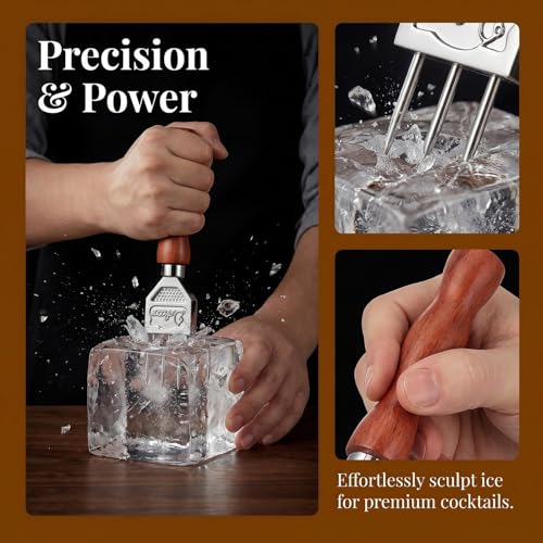 Stainless Steel Ice Pick with Wooden Handle - Bar & Kitchen Ice Breaker Tool