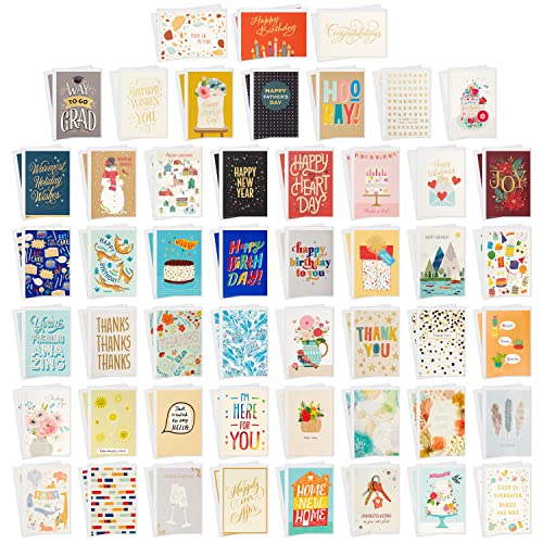 Hallmark All Occasion Boxed Set of Assorted Blank Greeting Cards with Card Organizer (Pack of 100)?Birthday, Thank You, Congratulations, Wedding, Baby, Thinking of You, Sympathy