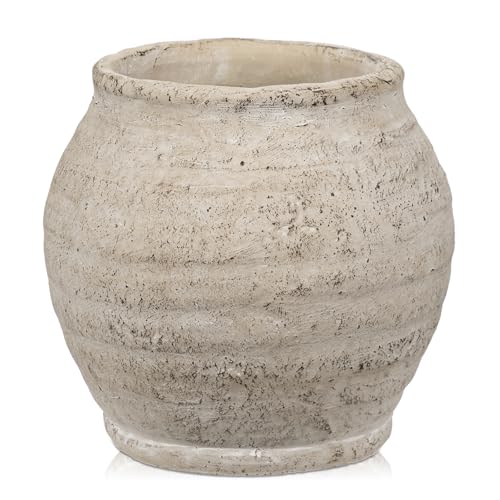 Rustic Ceramic Pottery Vase 6.1 Inch Farmhouse Table Decor Jar