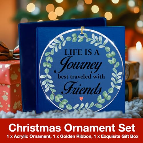 FYDHQSS Colorful Friendship Christmas Ornament, Clear Acrylic Keepsake, 2.8 Inch