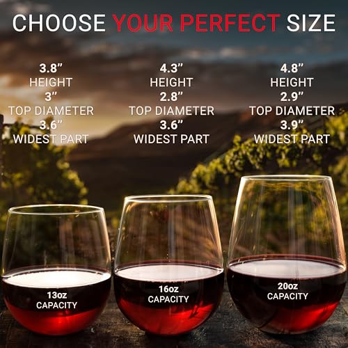 Shatterproof Stemless Wine Glasses, 16 oz Tritan Plastic, Set of 4