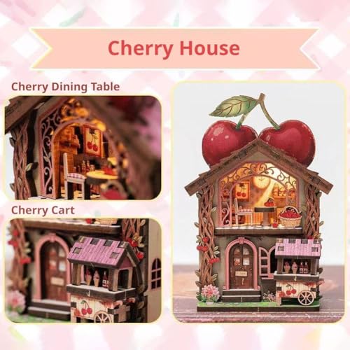 DIY Magnetic Miniature Wooden House Kit with LED Light - Pineapple