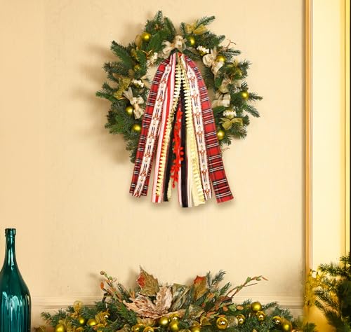 Vickasi Christmas Red Plaid Wreath Bows for Front Door, Xmas Trees, Variation C