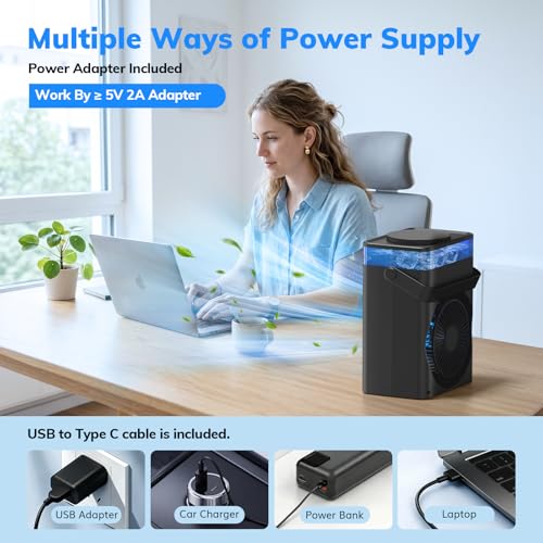 Portable Air Conditioner Mini Desktop AC Fan with Remote 1000ml Tank