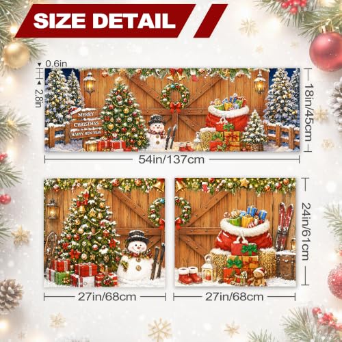 Woaoce Christmas Farmhouse Window Curtain Set 3 Pieces Snowman & Holiday Decor