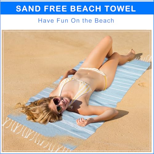 Oversized Turkish Cotton Beach Towels 36x71, 6-Pack Sand-Free Quick Dry
