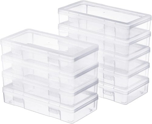 Medium Clear Storage Box 9-Pack | Stackable Containers with Snap-Tight Latch - 10” x 5” x 1.9” for Art Tools
