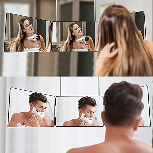 HIEEY 3 Way Mirror for Hair Cutting,360 Trifold with Height