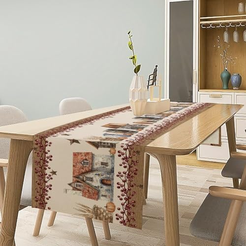 JanJCurt Farmhouse Cotton Table Runner 13x36 Inch Rustic Country Decor