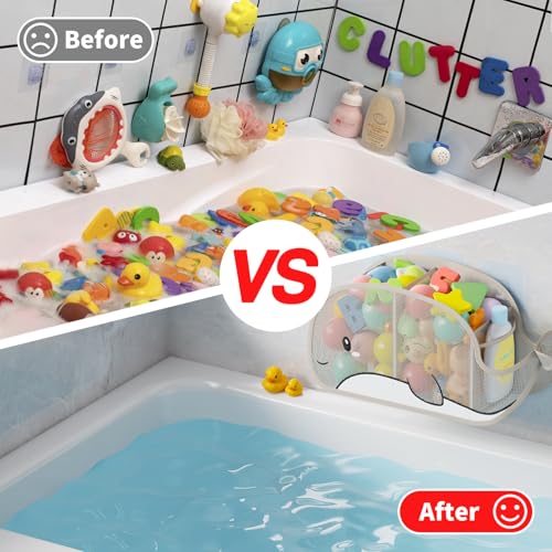 Whale-Shaped Mesh Bath Toy Organizer - Large Capacity Tub Storage