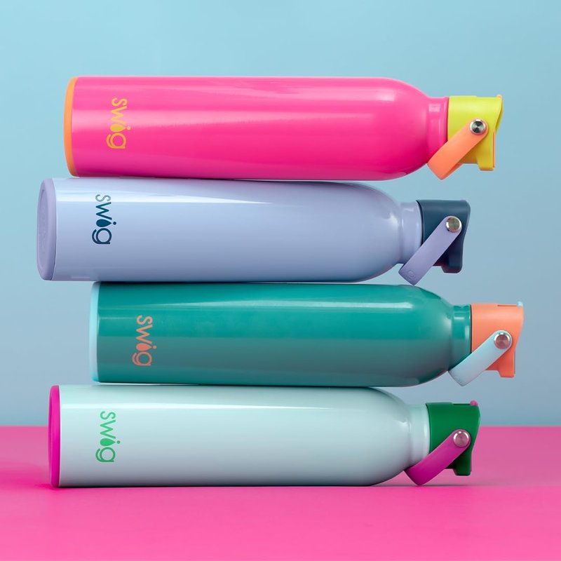 Swig Life 26oz Insulated Water Bottle, Travel Water Bottle with Straw and Lid, Cup Holder Friendly, Stainless Steel with Lid (Peak Season)