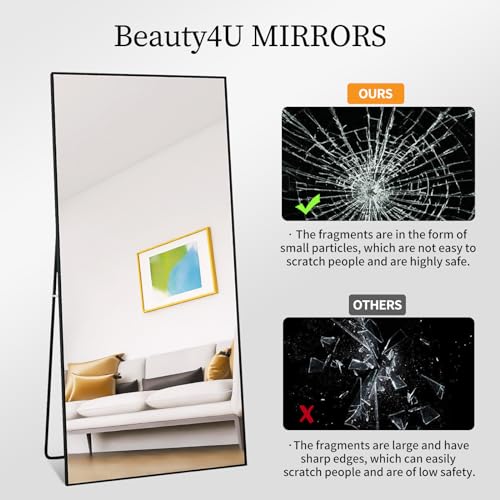 71" x 32" Full Length Floor Mirror with Metal Frame, Standing or Wall-Mounted