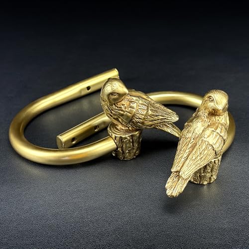 Decorative Bird Curtain Holdbacks, Metal Wall Mount Hooks, Set of 2 Gold
