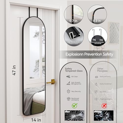 47x14 Inch Full Length Mirror, Over-the-Door or Wall Mounted Dressing Mirror