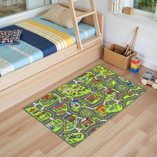 Kids City Road Playmat Rug, Non-Slip Educational Car Track Carpet, 40x24"