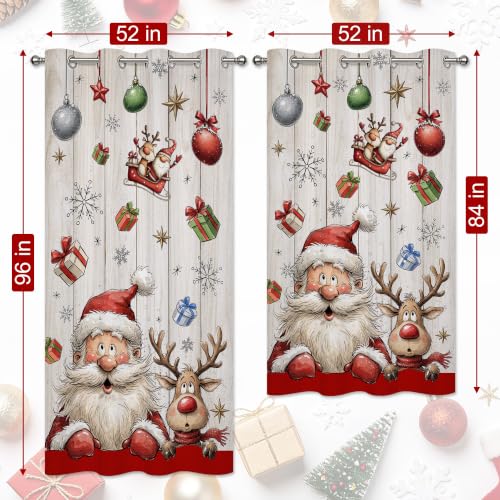 Cusugbaso Santa Deer Christmas Curtains 52W x 96L, Pack of 2