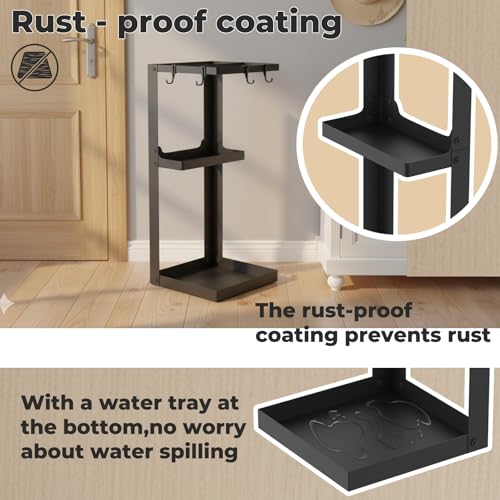 20-Inch Metal Umbrella Stand for Entryway with Drip Tray and Shelf