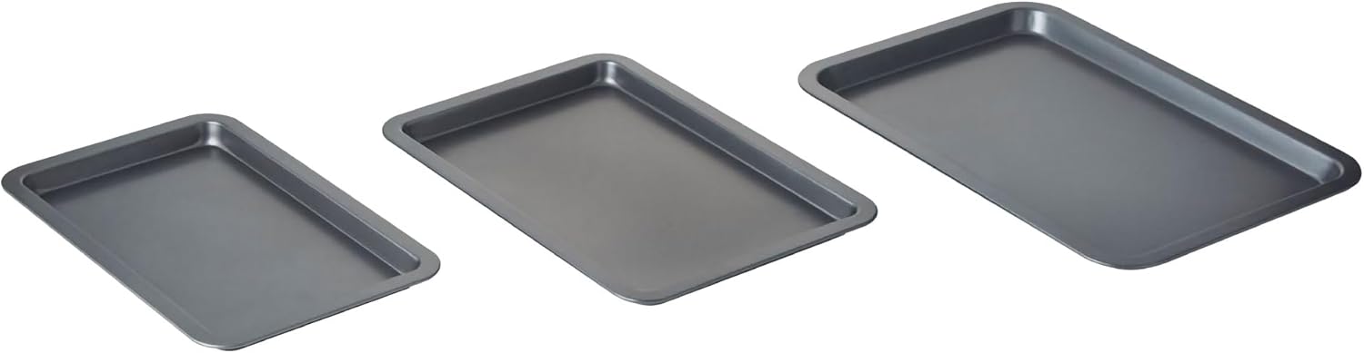 Nifty Baking Sheets Set - Non-Stick Coated Steel, Dishwasher & Oven Safe, Includes 3 Sizes