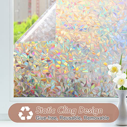 Rainbow Window Privacy Film - 17.5" x 78.7" UV Blocking Clings