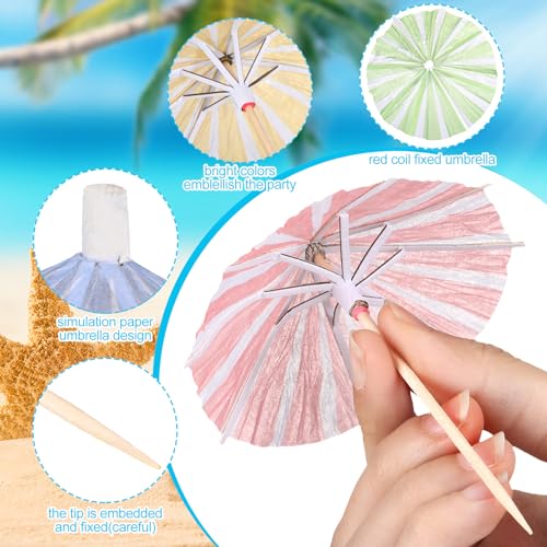 Cunhill Cocktail Umbrellas Picks 150 Pcs Vertical Stripes 5 Colors Party Decoration