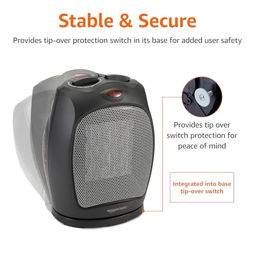 Oscillating Ceramic Space Heater 1500W Portable Fast Heating Black