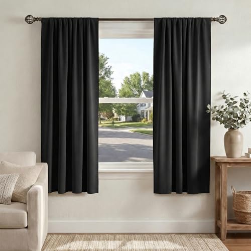 Blackout Curtains 72 Inch Long, Solid Thermal Insulated Panels - 2 Pack