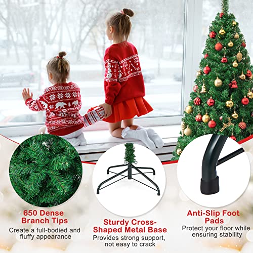 6ft Artificial Christmas Tree - 650 Lush Branch Tips & Metal Stand