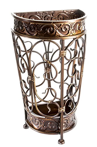 Antique Metal Umbrella Stand with Removable Drip Tray for Entryway