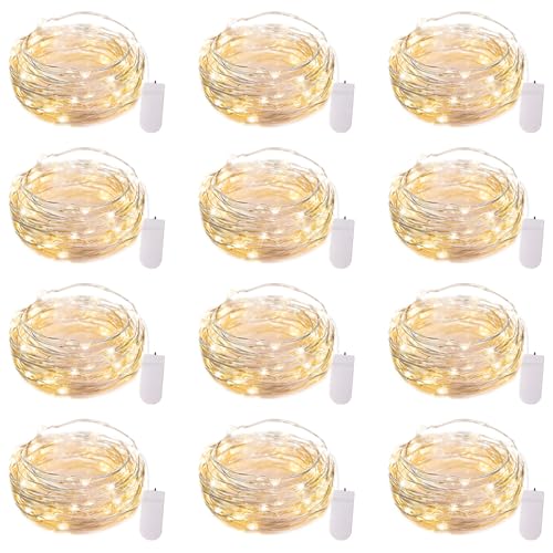 Brightown 12 Pack 7ft Battery Operated LED Fairy Lights Warm White