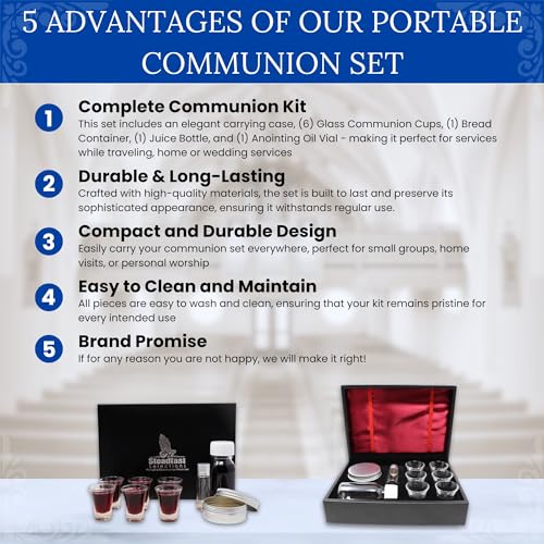 Portable Communion Set with Carrying Case, 6 Cups, and Accessories