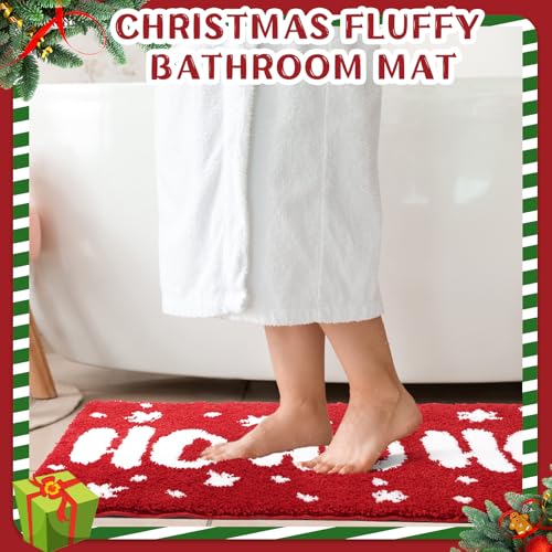 Duraaamo Christmas Bath Mat 20x32 Inch Red Ho Ho Holiday Bathroom Decor