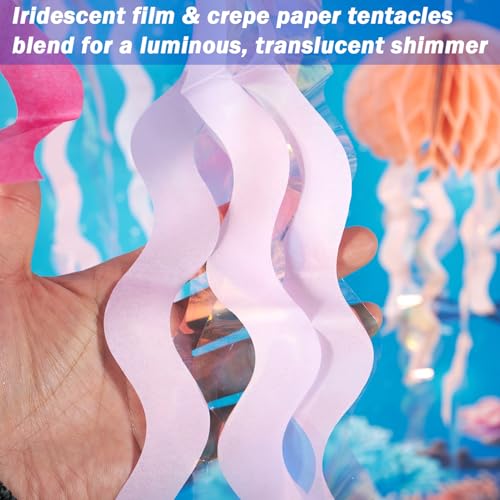 8 Pcs Pink and Purple Jellyfish Honeycomb Hanging Decorations for Parties