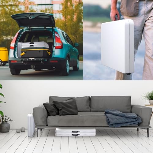 34" Square Folding Card Table, Portable HDPE Utility Table with Carry Handle