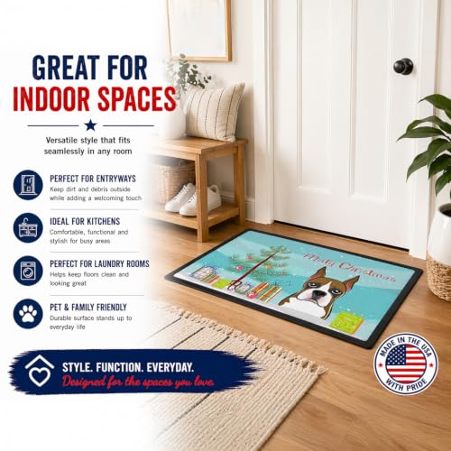 Caroline's Treasures Christmas Tree and Boxer Doormat 24x36 Indoor Outdoor Rug