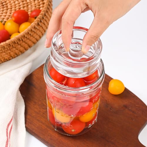 Glass Fermentation Weights 4-Pack with Easy Grip Handle for Wide Mouth Mason Jars