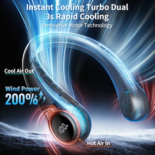Portable Neck Fan 6000mAh Rechargeable Wearable Personal Cooling Fan