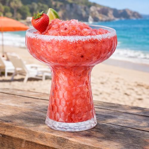 Oojami Clear Hammered Plastic Margarita Glasses 11 oz - Pack of 40, Heavy Duty, Disposable Party Drinkware