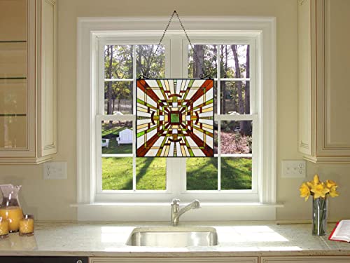 Handcrafted Stained Glass Mission Window Panel - 25" Wide