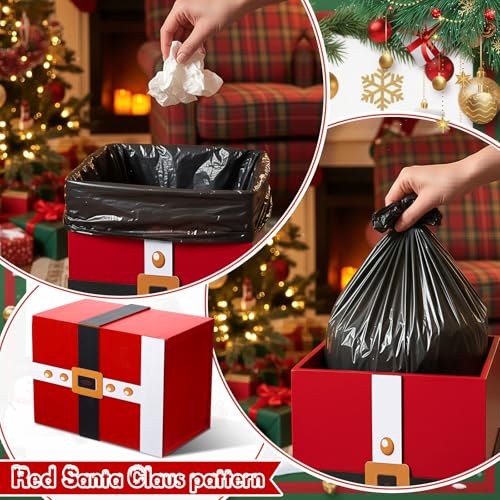 Santa Christmas Wastebasket - Wooden Trash Can for Home Decor