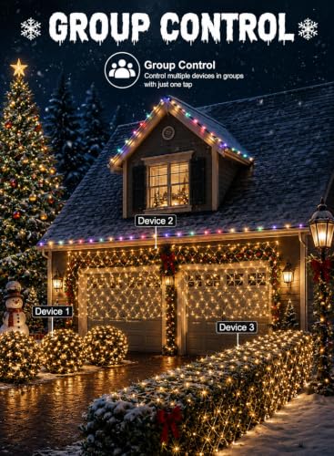 4ft x 12ft Outdoor Smart Christmas Net Lights for Bushes – Lopanbs, Group Control, Bluetooth